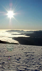 Cloud inversion as seen from Helvellyn summit plateau